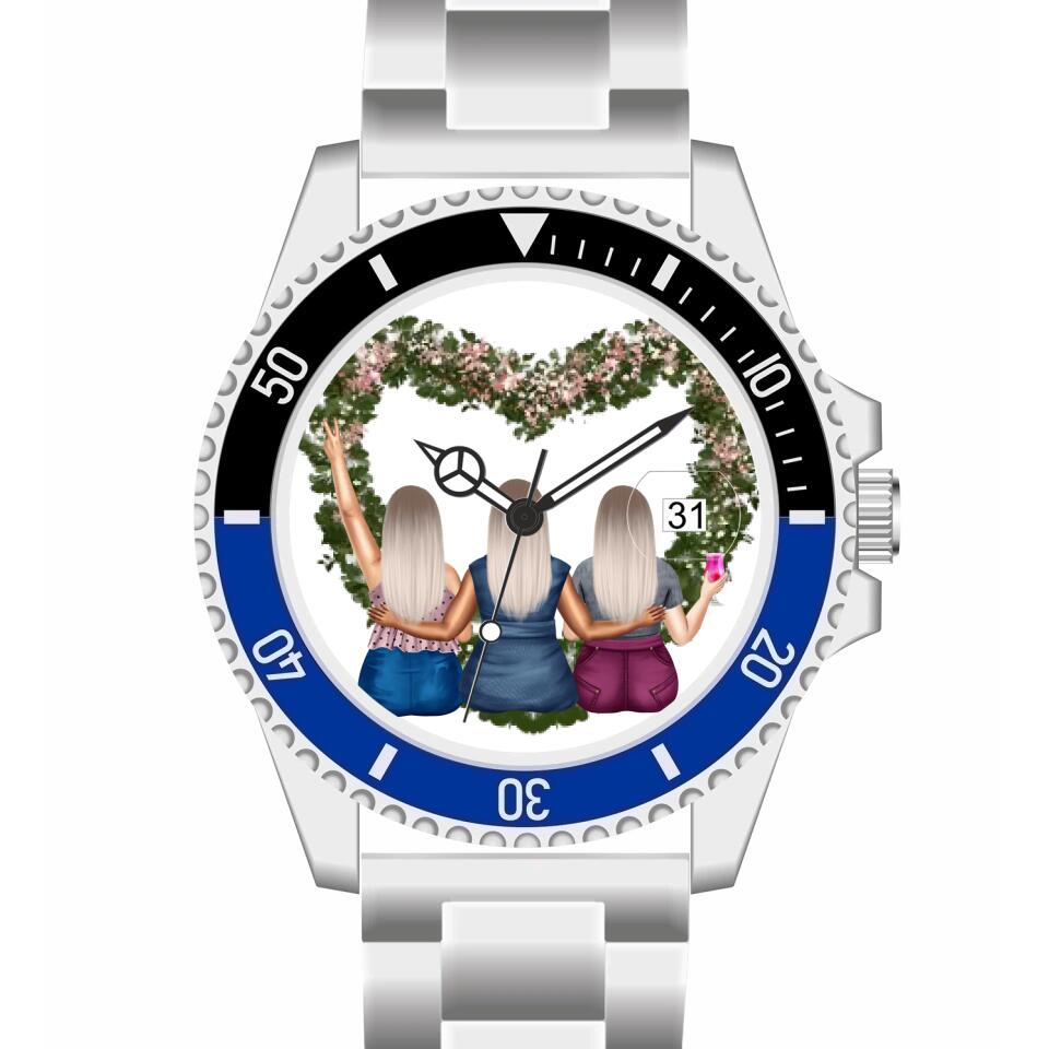 Curvy Friends (3 Personen) | Personalisierte Armbanduhr (Unterschiedliche Uhr-Modelle wählbar!)