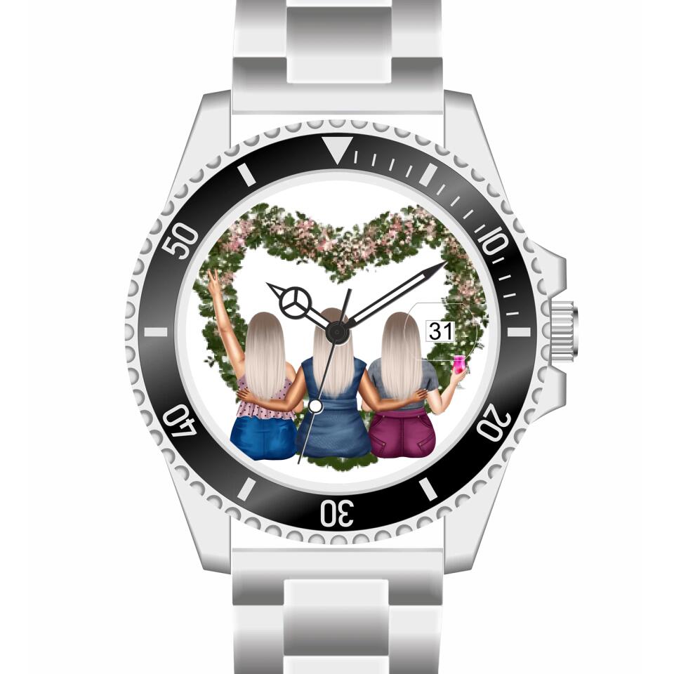 Curvy Friends (3 Personen) | Personalisierte Armbanduhr (Unterschiedliche Uhr-Modelle wählbar!)