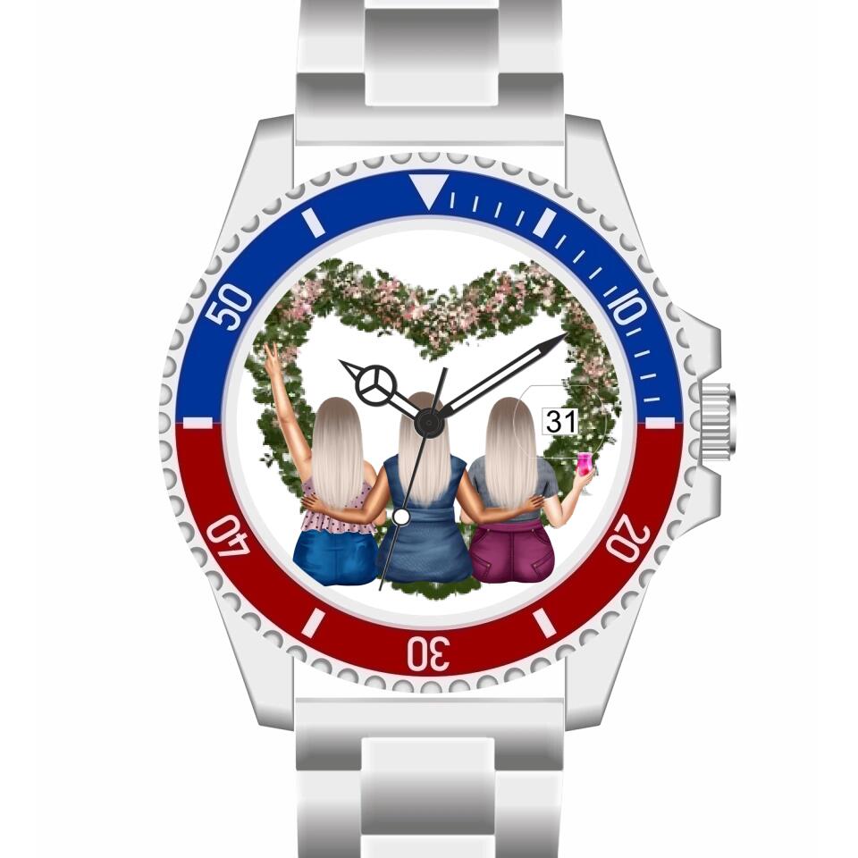 Curvy Friends (3 Personen) | Personalisierte Armbanduhr (Unterschiedliche Uhr-Modelle wählbar!)