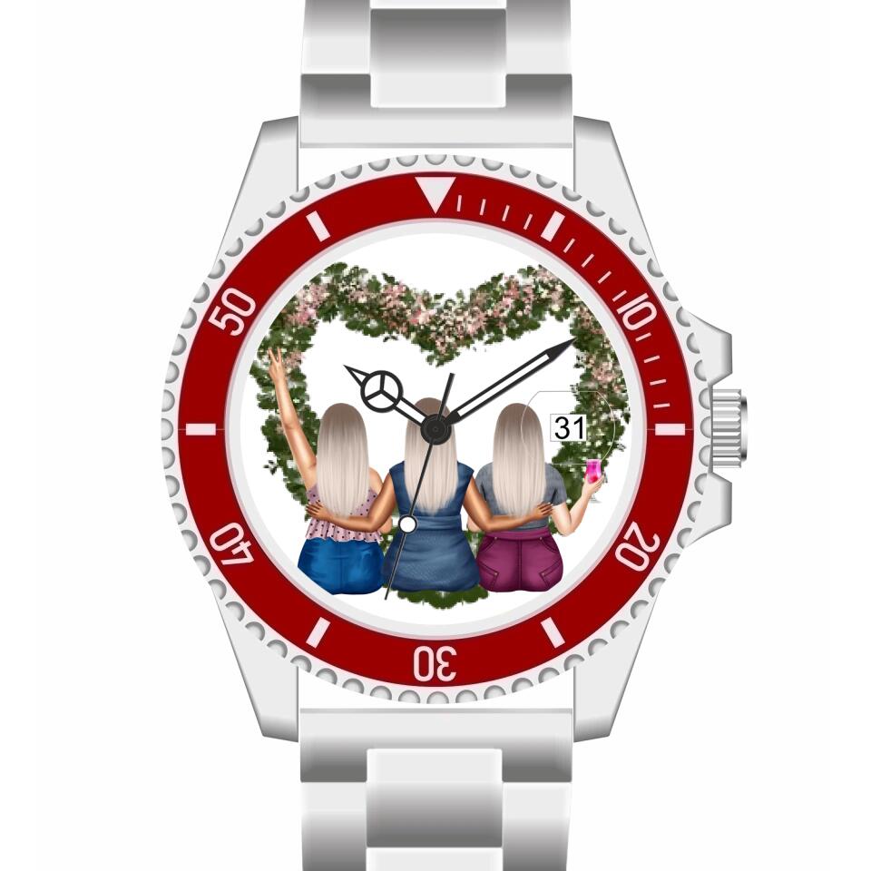 Curvy Friends (3 Personen) | Personalisierte Armbanduhr (Unterschiedliche Uhr-Modelle wählbar!)