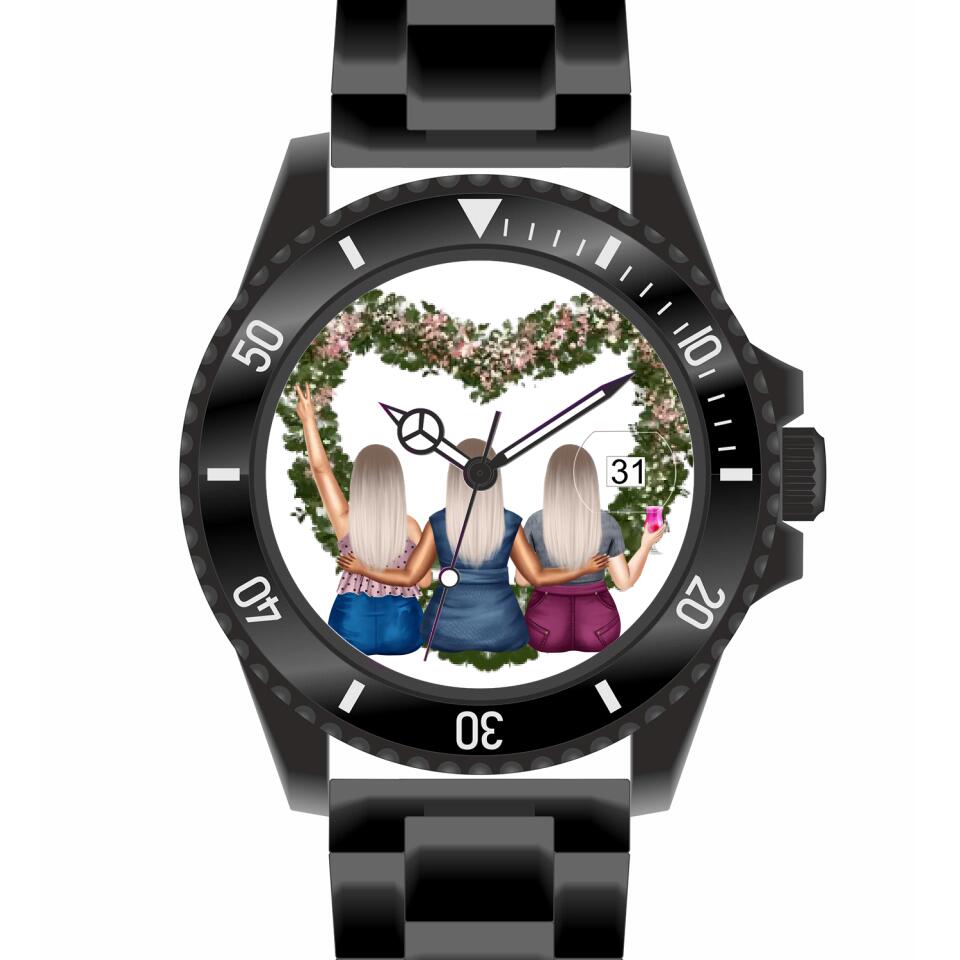 Curvy Friends (3 Personen) | Personalisierte Armbanduhr (Unterschiedliche Uhr-Modelle wählbar!)