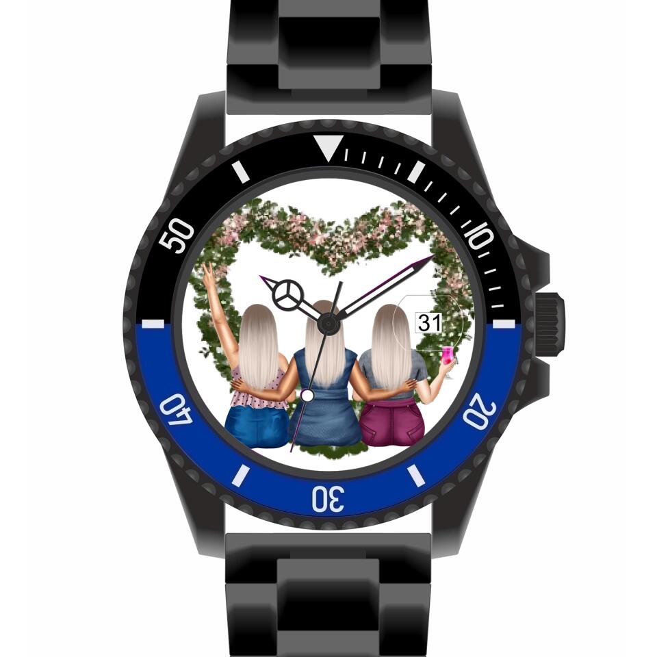 Curvy Friends (3 Personen) | Personalisierte Armbanduhr (Unterschiedliche Uhr-Modelle wählbar!)