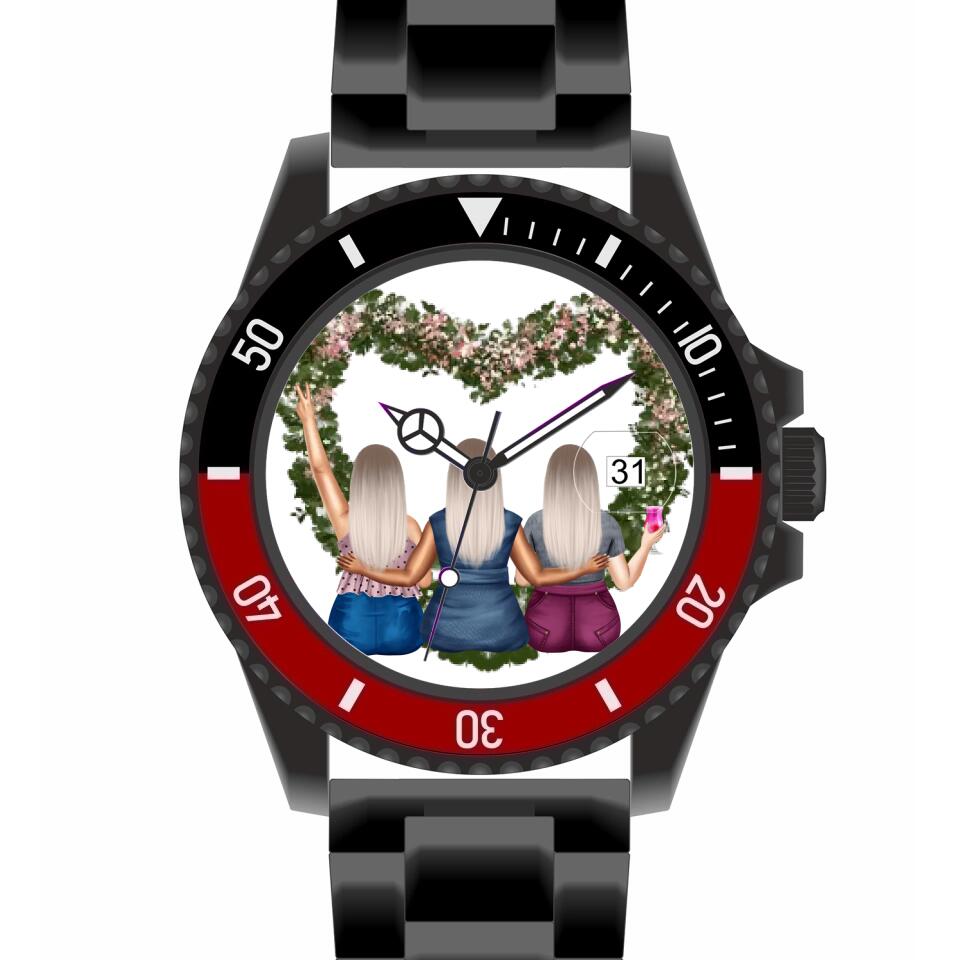 Curvy Friends (3 Personen) | Personalisierte Armbanduhr (Unterschiedliche Uhr-Modelle wählbar!)