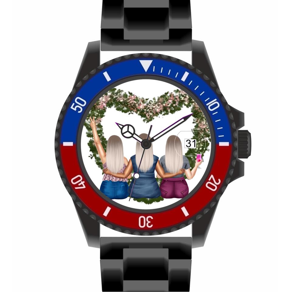 Curvy Friends (3 Personen) | Personalisierte Armbanduhr (Unterschiedliche Uhr-Modelle wählbar!)