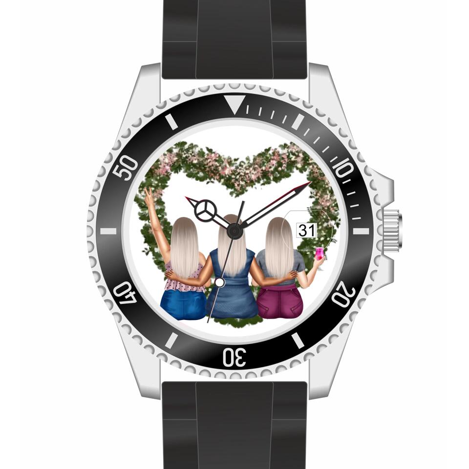 Curvy Friends (3 Personen) | Personalisierte Armbanduhr (Unterschiedliche Uhr-Modelle wählbar!)