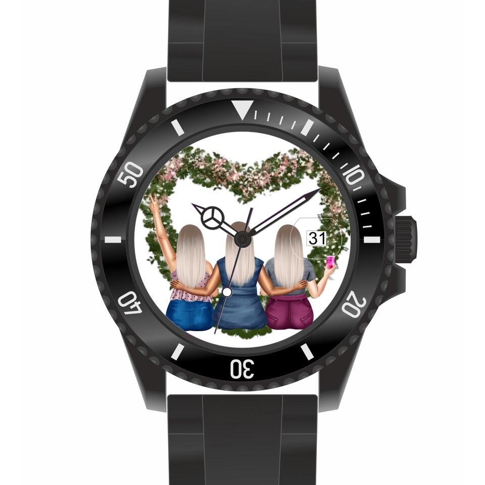Curvy Friends (3 Personen) | Personalisierte Armbanduhr (Unterschiedliche Uhr-Modelle wählbar!)