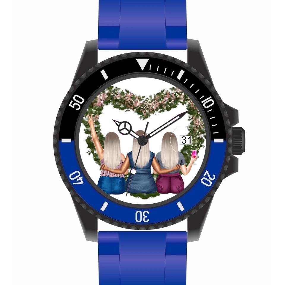 Curvy Friends (3 Personen) | Personalisierte Armbanduhr (Unterschiedliche Uhr-Modelle wählbar!)