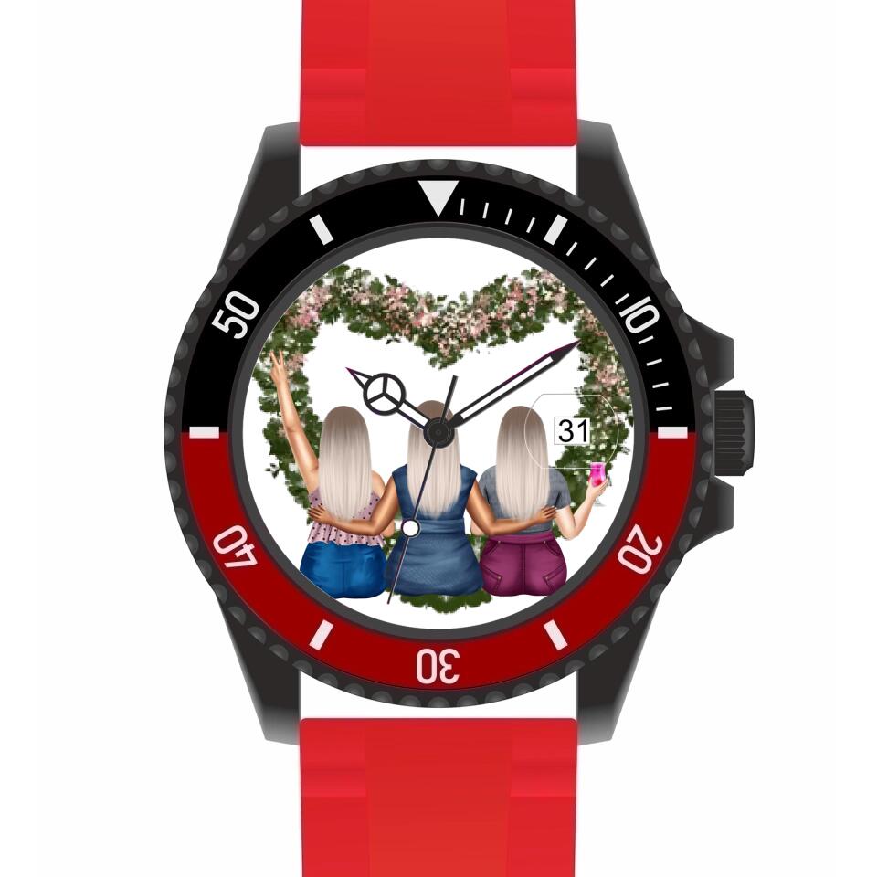 Curvy Friends (3 Personen) | Personalisierte Armbanduhr (Unterschiedliche Uhr-Modelle wählbar!)