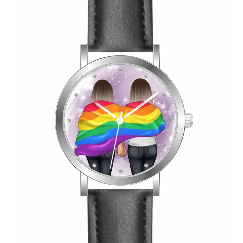 Pride women mit Flagge | Personalisierte Armbanduhr (Unterschiedliche Uhr-Modelle wählbar!)