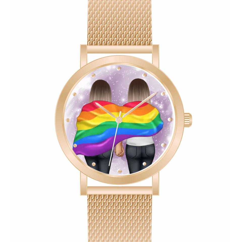 Pride women mit Flagge | Personalisierte Armbanduhr (Unterschiedliche Uhr-Modelle wählbar!)