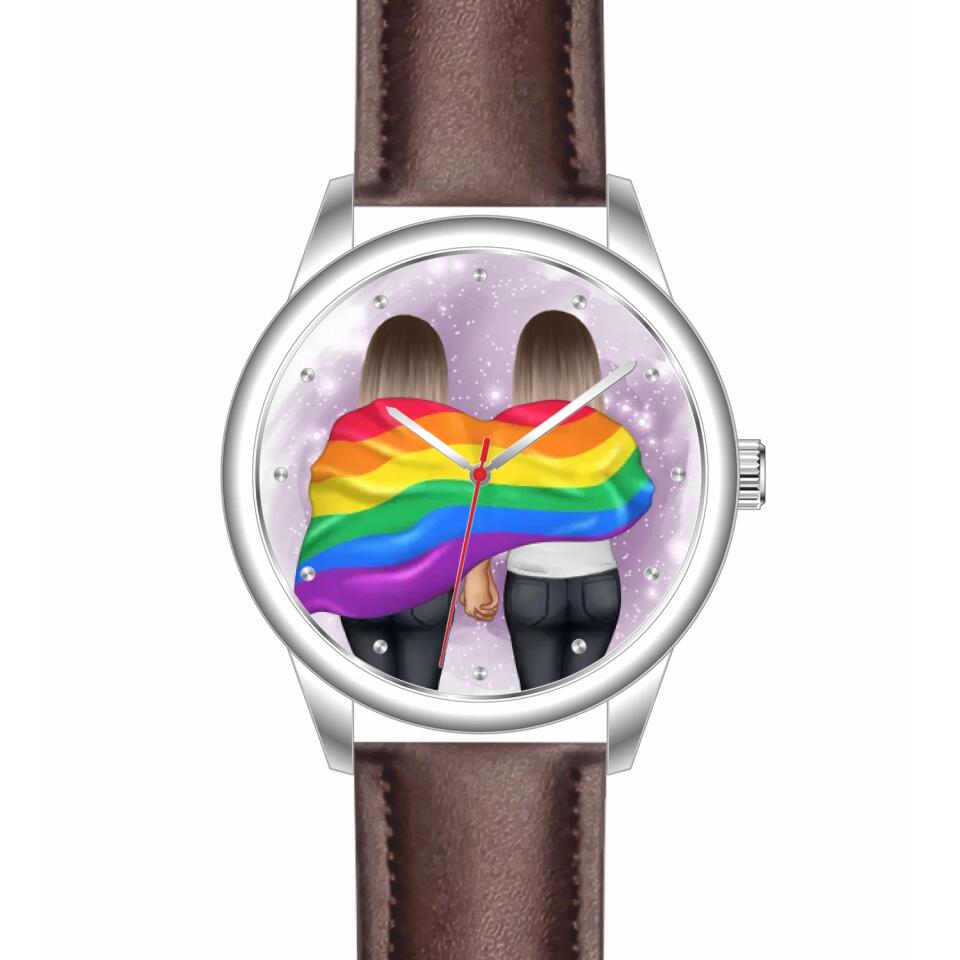 Pride women mit Flagge | Personalisierte Armbanduhr (Unterschiedliche Uhr-Modelle wählbar!)