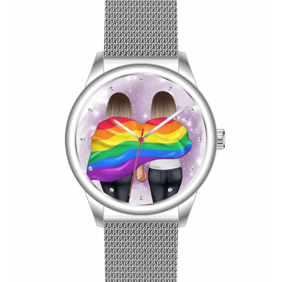 Pride women mit Flagge | Personalisierte Armbanduhr (Unterschiedliche Uhr-Modelle wählbar!)