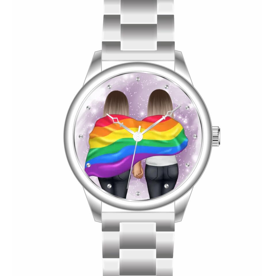 Pride women mit Flagge | Personalisierte Armbanduhr (Unterschiedliche Uhr-Modelle wählbar!)