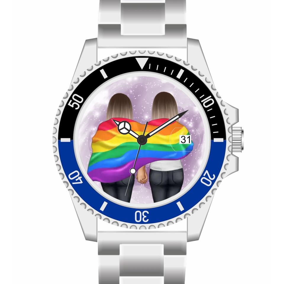 Pride women mit Flagge | Personalisierte Armbanduhr (Unterschiedliche Uhr-Modelle wählbar!)