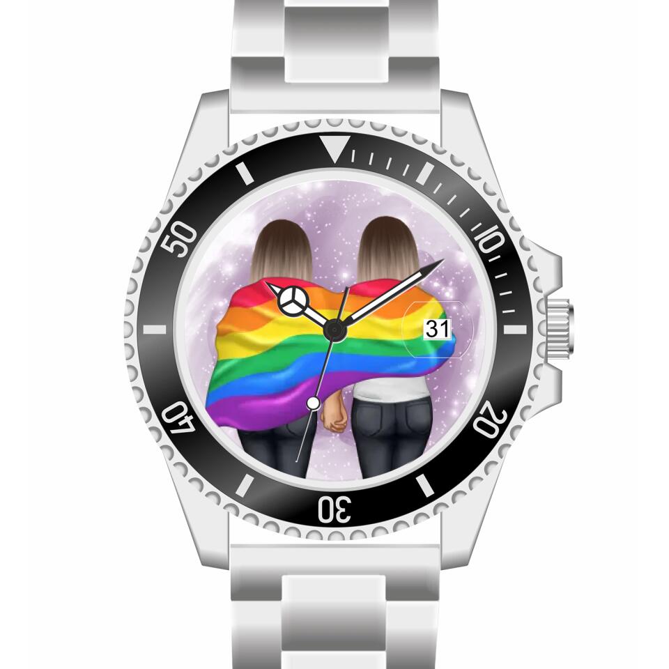 Pride women mit Flagge | Personalisierte Armbanduhr (Unterschiedliche Uhr-Modelle wählbar!)