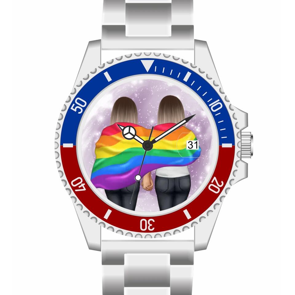 Pride women mit Flagge | Personalisierte Armbanduhr (Unterschiedliche Uhr-Modelle wählbar!)