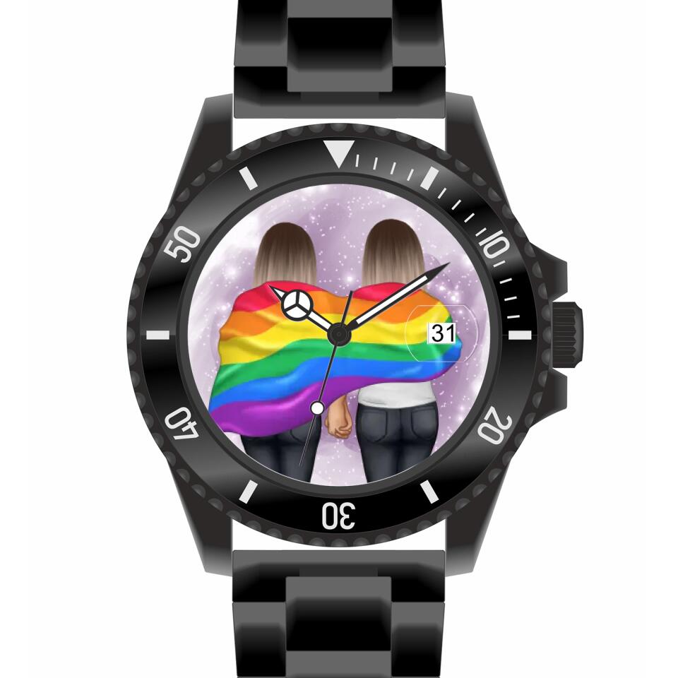 Pride women mit Flagge | Personalisierte Armbanduhr (Unterschiedliche Uhr-Modelle wählbar!)