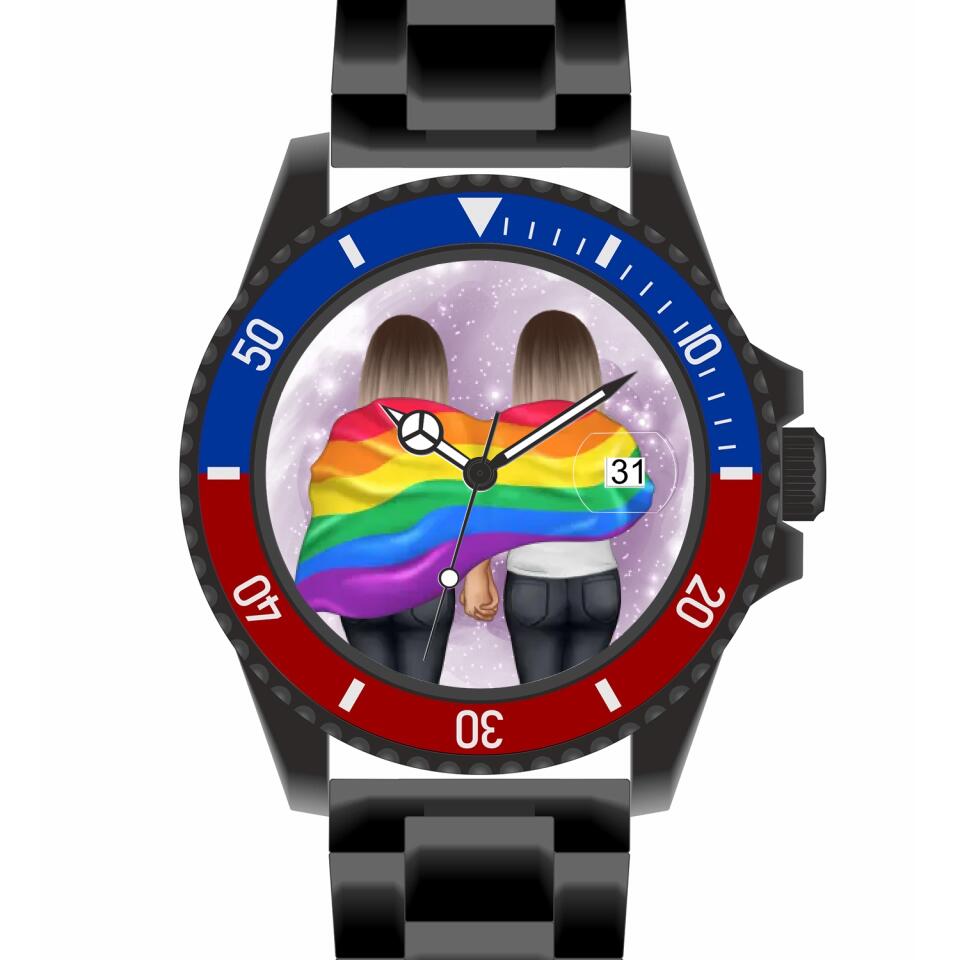 Pride women mit Flagge | Personalisierte Armbanduhr (Unterschiedliche Uhr-Modelle wählbar!)