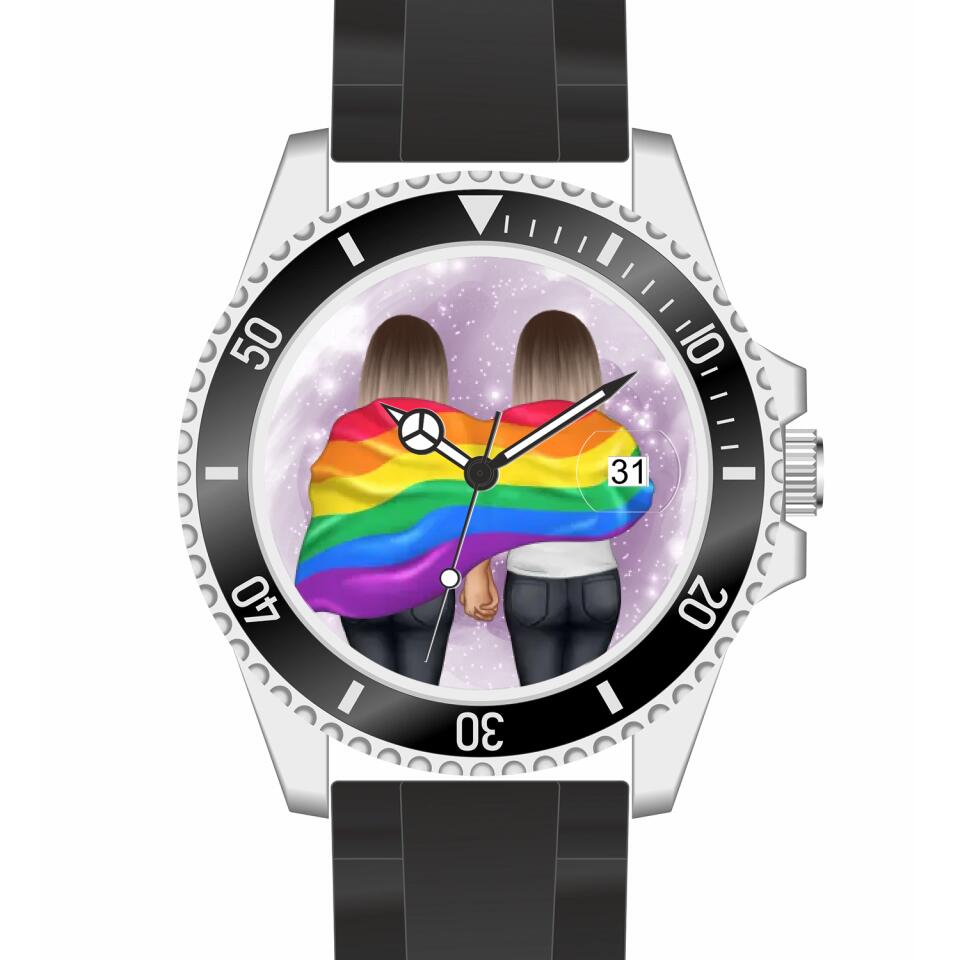 Pride women mit Flagge | Personalisierte Armbanduhr (Unterschiedliche Uhr-Modelle wählbar!)