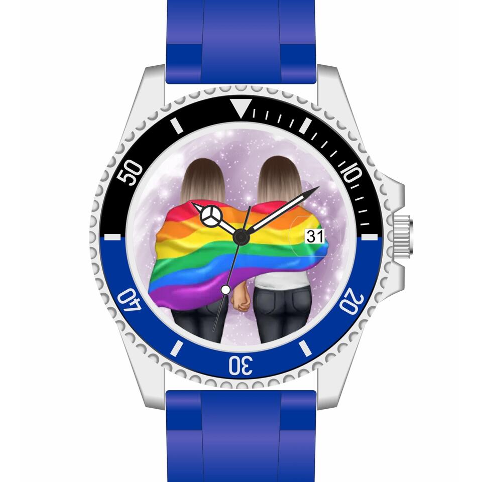 Pride women mit Flagge | Personalisierte Armbanduhr (Unterschiedliche Uhr-Modelle wählbar!)