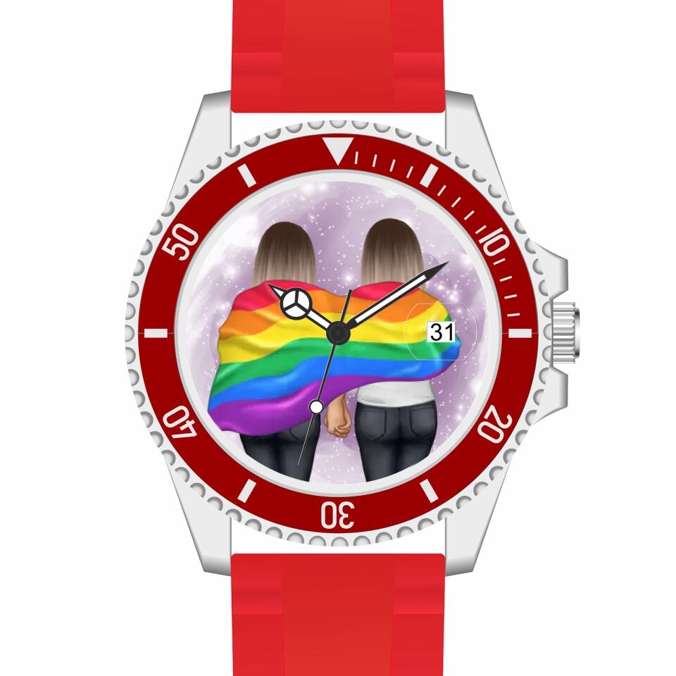Pride women mit Flagge | Personalisierte Armbanduhr (Unterschiedliche Uhr-Modelle wählbar!)