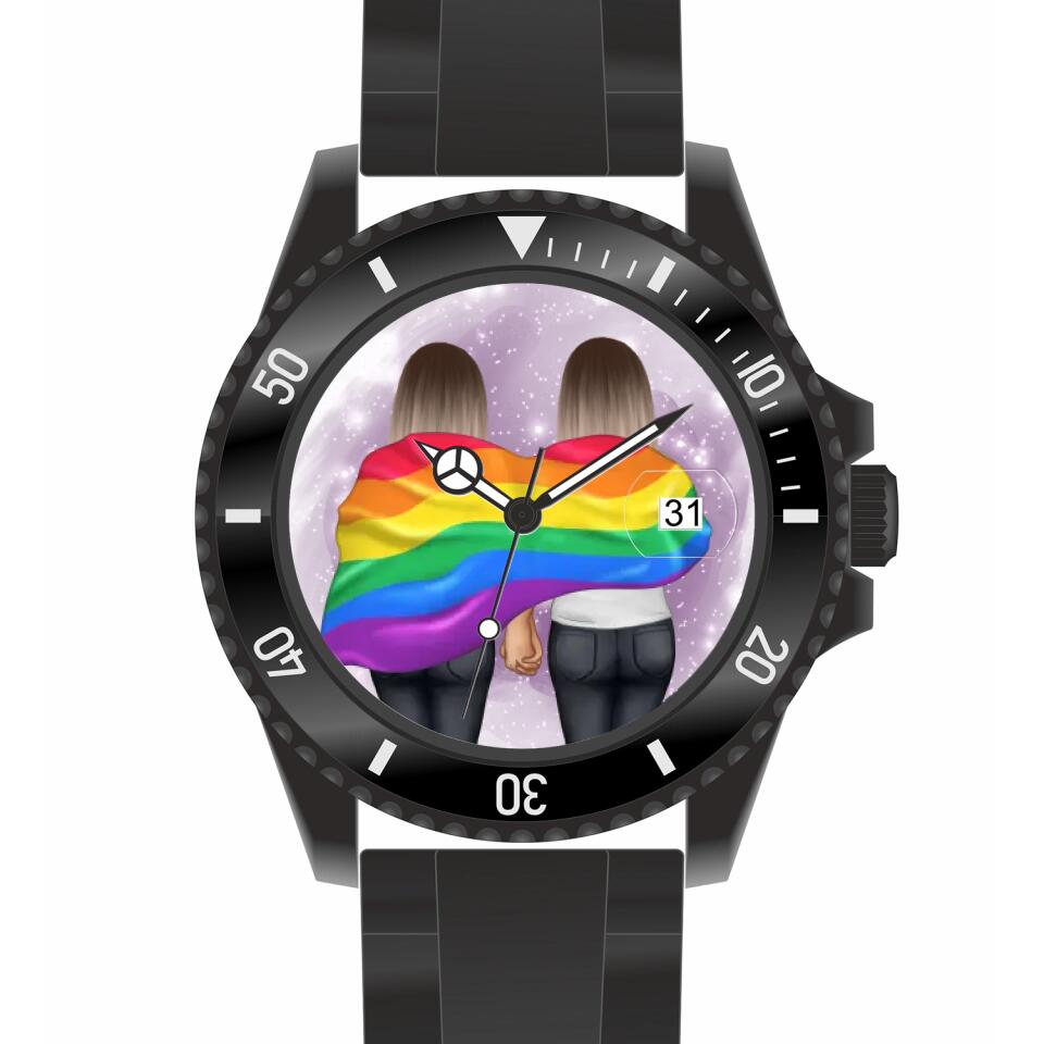 Pride women mit Flagge | Personalisierte Armbanduhr (Unterschiedliche Uhr-Modelle wählbar!)