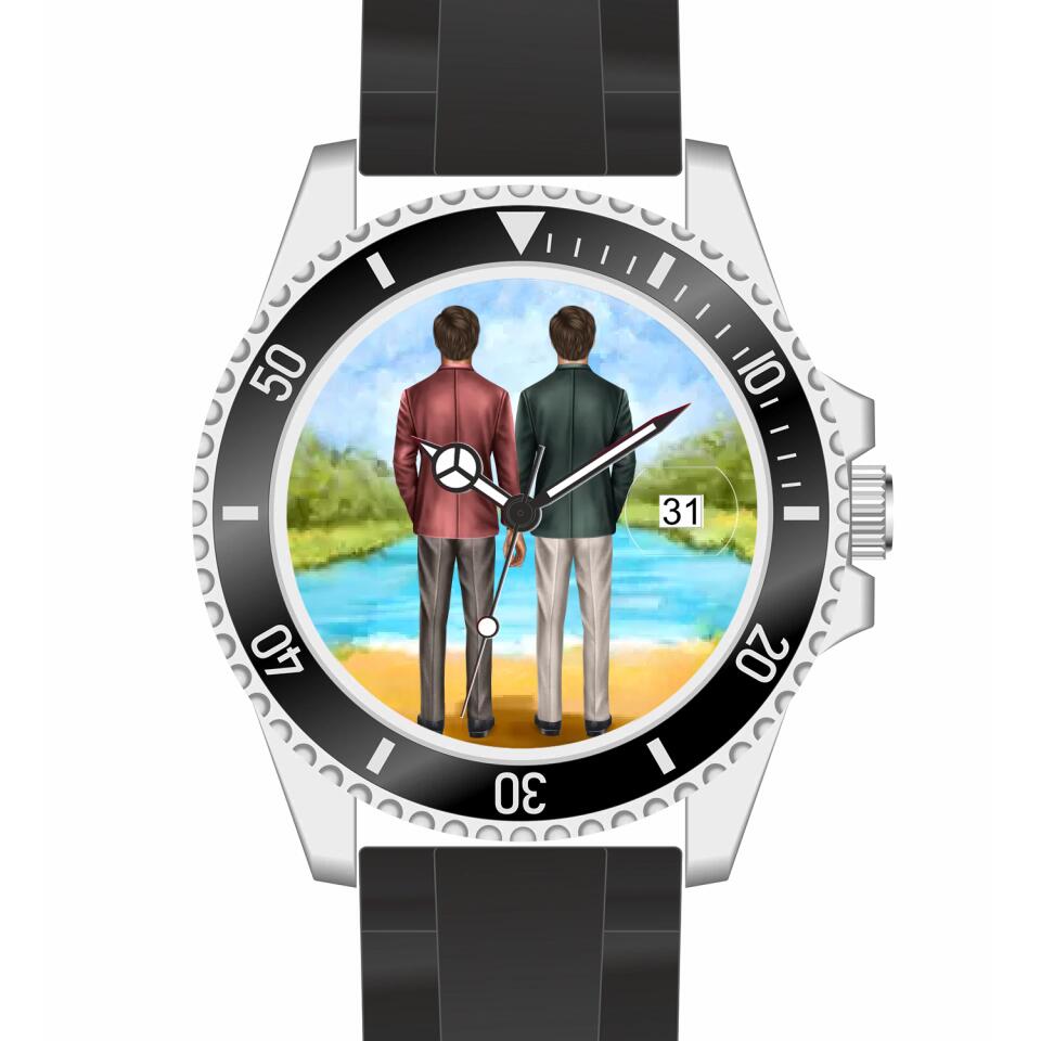 Btäutigam & Bräutigam Händchenhaltend | Personalisierte Armbanduhr (Unterschiedliche Uhr-Modelle wählbar!)