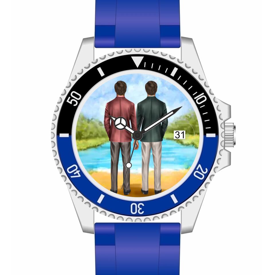 Btäutigam & Bräutigam Händchenhaltend | Personalisierte Armbanduhr (Unterschiedliche Uhr-Modelle wählbar!)