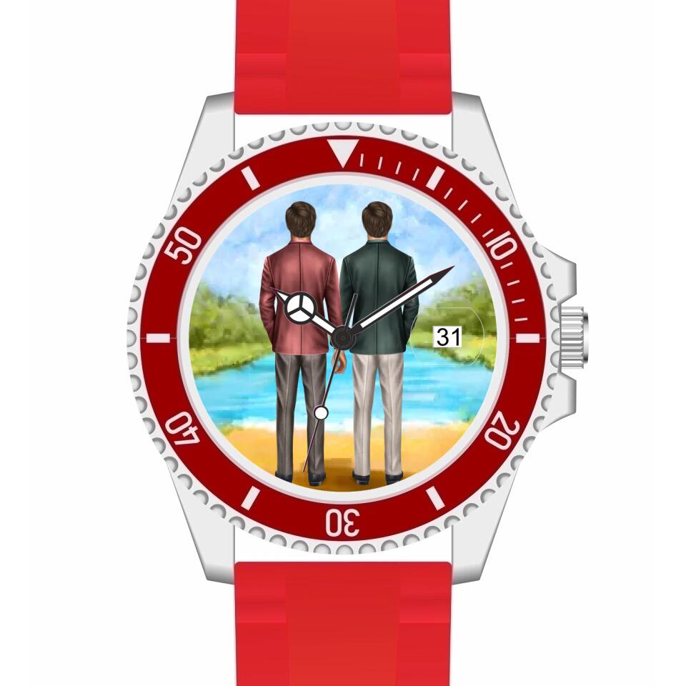Btäutigam & Bräutigam Händchenhaltend | Personalisierte Armbanduhr (Unterschiedliche Uhr-Modelle wählbar!)