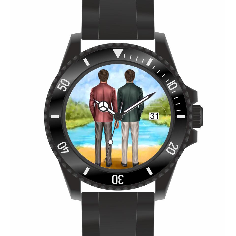 Btäutigam & Bräutigam Händchenhaltend | Personalisierte Armbanduhr (Unterschiedliche Uhr-Modelle wählbar!)