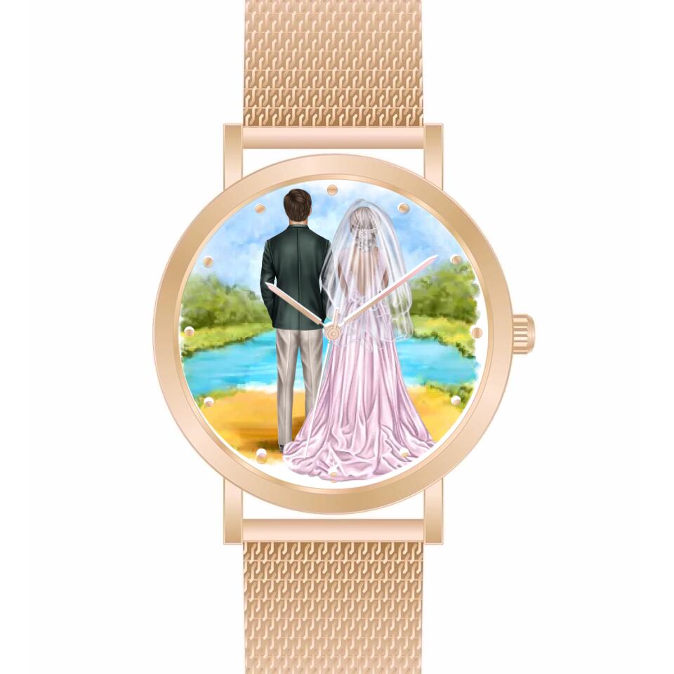 Braut & Bräutigam | Personalisierte Armbanduhr (Unterschiedliche Uhr-Modelle wählbar!)