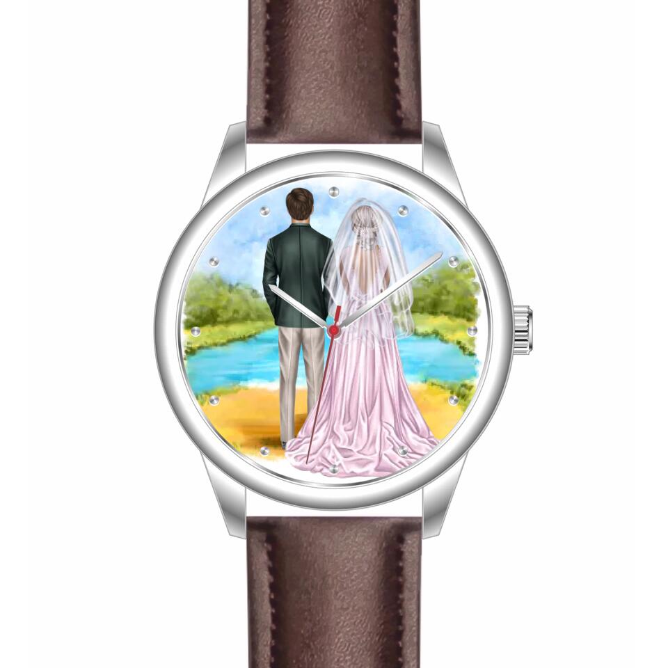 Braut & Bräutigam | Personalisierte Armbanduhr (Unterschiedliche Uhr-Modelle wählbar!)