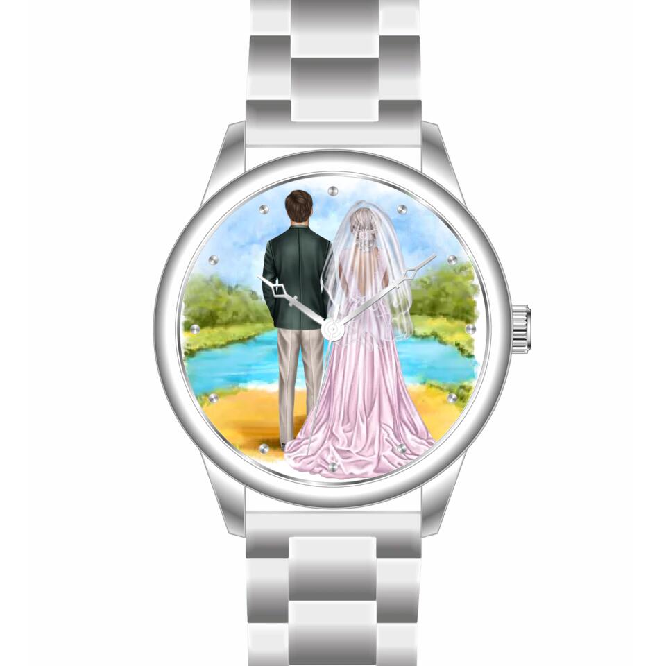 Braut & Bräutigam | Personalisierte Armbanduhr (Unterschiedliche Uhr-Modelle wählbar!)