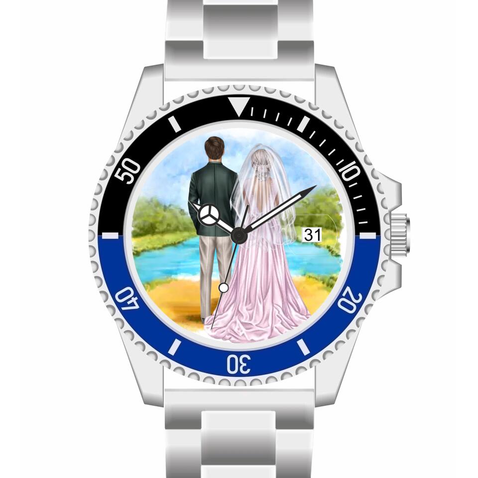 Braut & Bräutigam | Personalisierte Armbanduhr (Unterschiedliche Uhr-Modelle wählbar!)