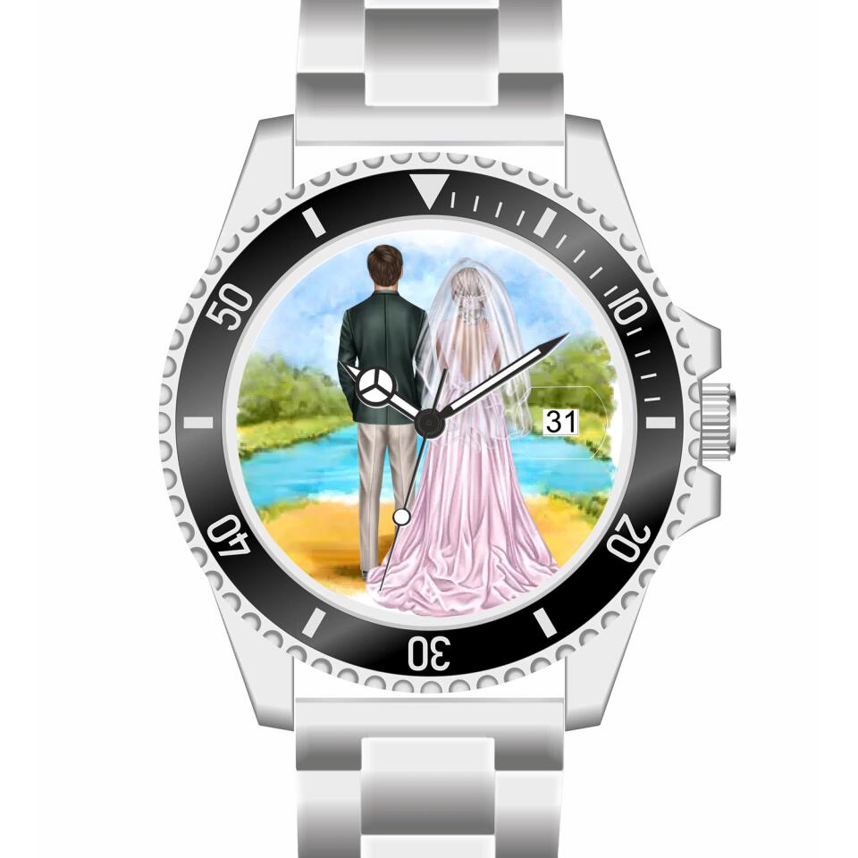 Braut & Bräutigam | Personalisierte Armbanduhr (Unterschiedliche Uhr-Modelle wählbar!)