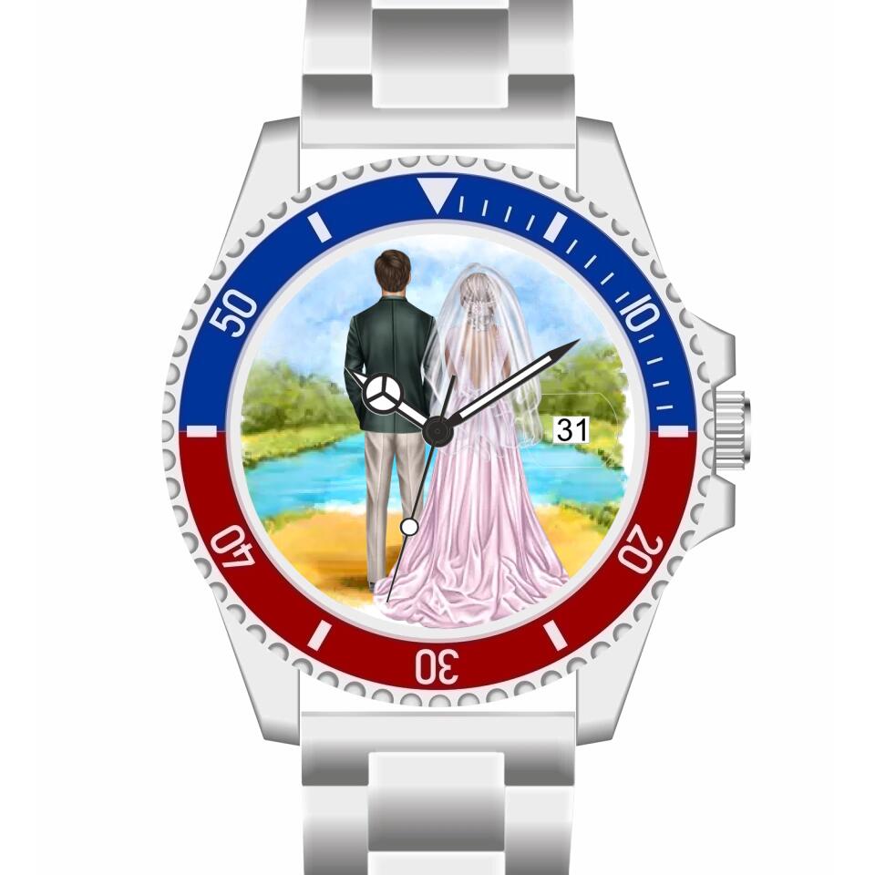 Braut & Bräutigam | Personalisierte Armbanduhr (Unterschiedliche Uhr-Modelle wählbar!)