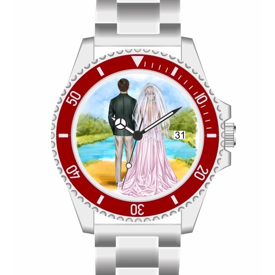 Braut & Bräutigam | Personalisierte Armbanduhr (Unterschiedliche Uhr-Modelle wählbar!)