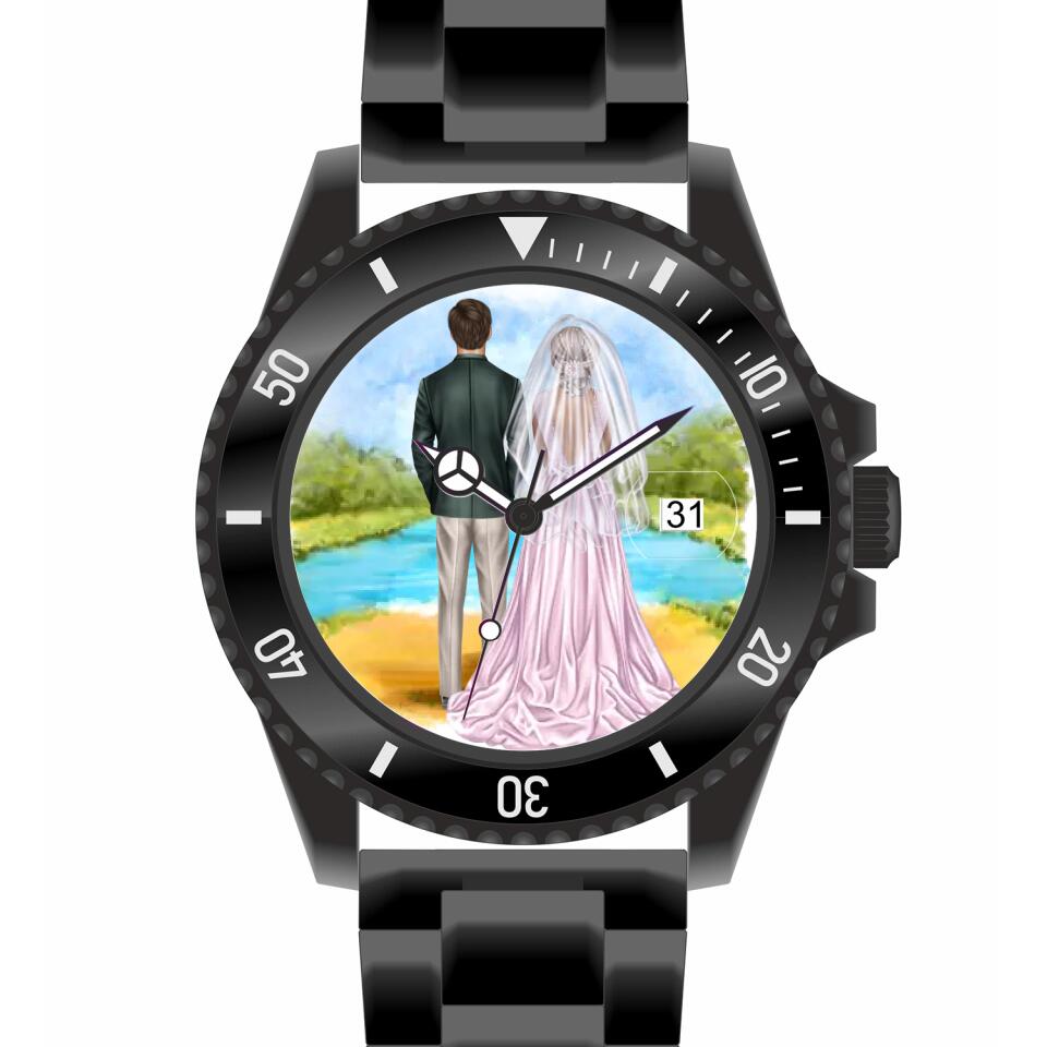 Braut & Bräutigam | Personalisierte Armbanduhr (Unterschiedliche Uhr-Modelle wählbar!)