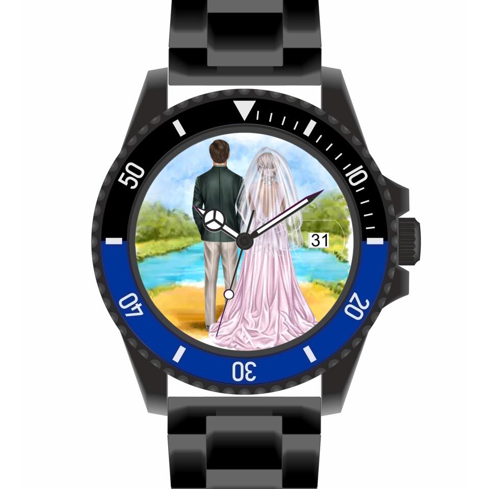 Braut & Bräutigam | Personalisierte Armbanduhr (Unterschiedliche Uhr-Modelle wählbar!)