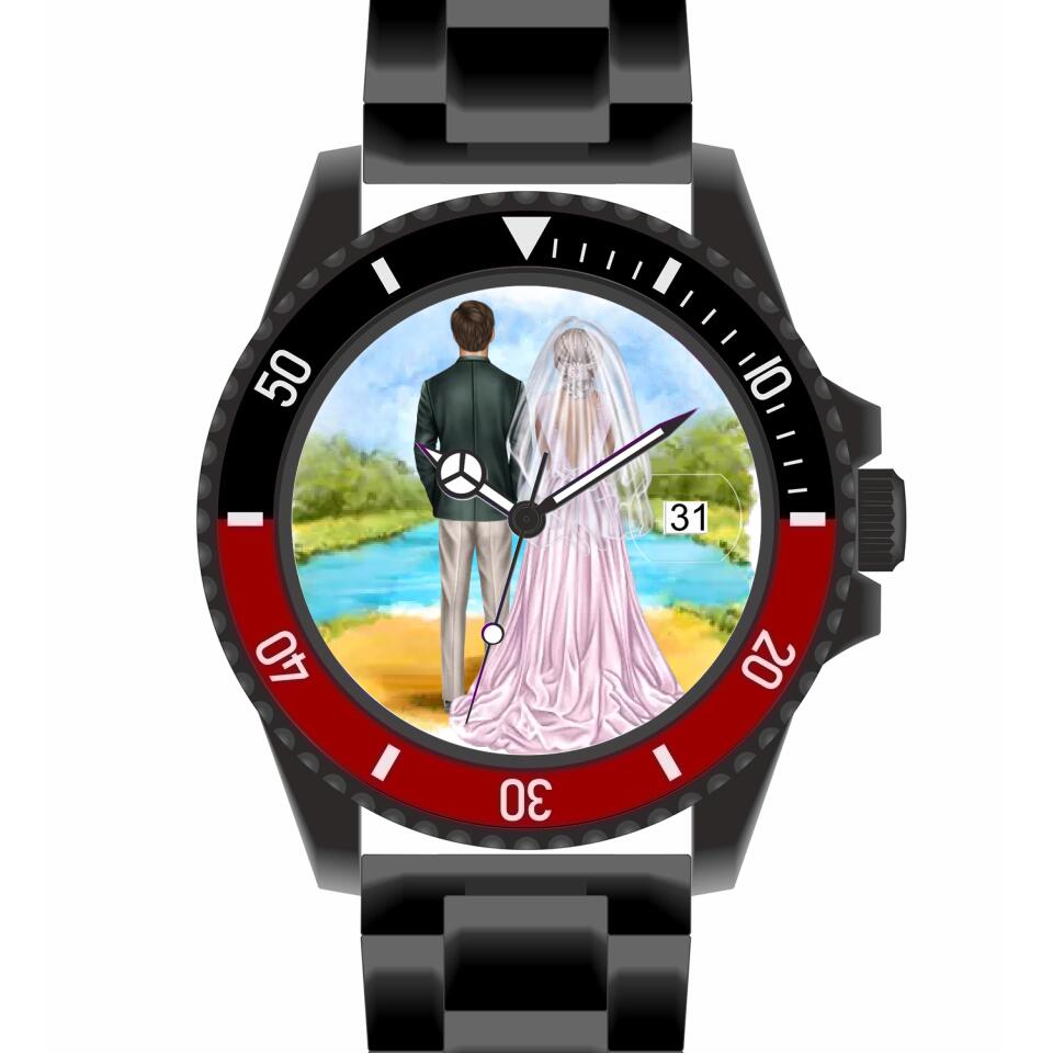 Braut & Bräutigam | Personalisierte Armbanduhr (Unterschiedliche Uhr-Modelle wählbar!)