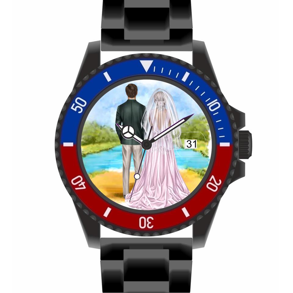 Braut & Bräutigam | Personalisierte Armbanduhr (Unterschiedliche Uhr-Modelle wählbar!)