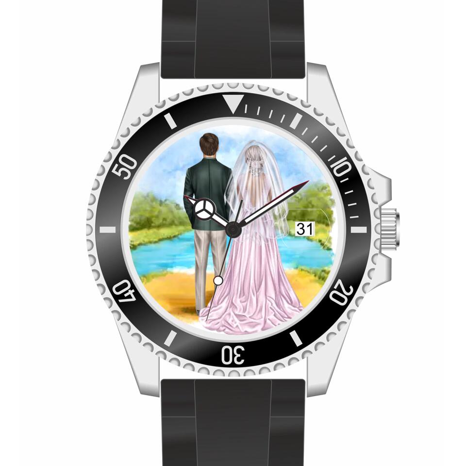 Braut & Bräutigam | Personalisierte Armbanduhr (Unterschiedliche Uhr-Modelle wählbar!)