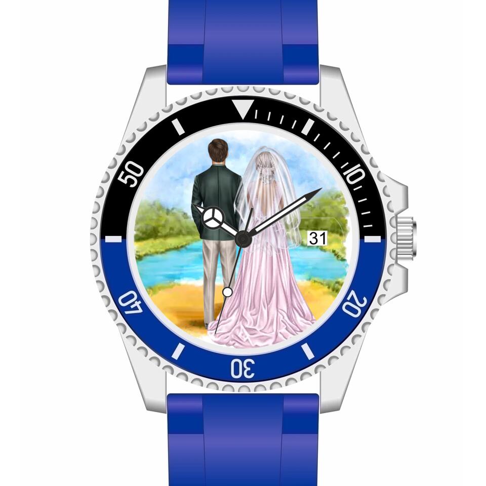 Braut & Bräutigam | Personalisierte Armbanduhr (Unterschiedliche Uhr-Modelle wählbar!)