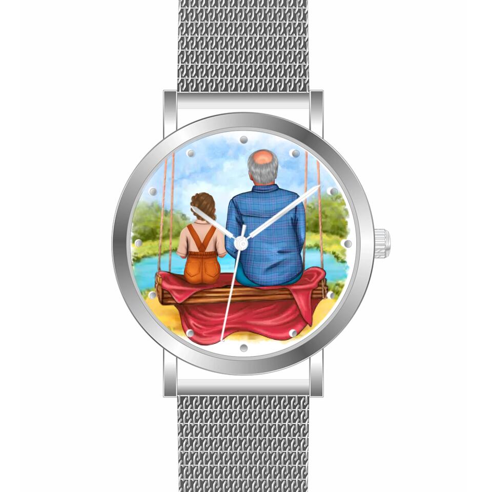 Opa mit Enkelin | Personalisierte Armbanduhr (Unterschiedliche Uhr-Modelle wählbar!)