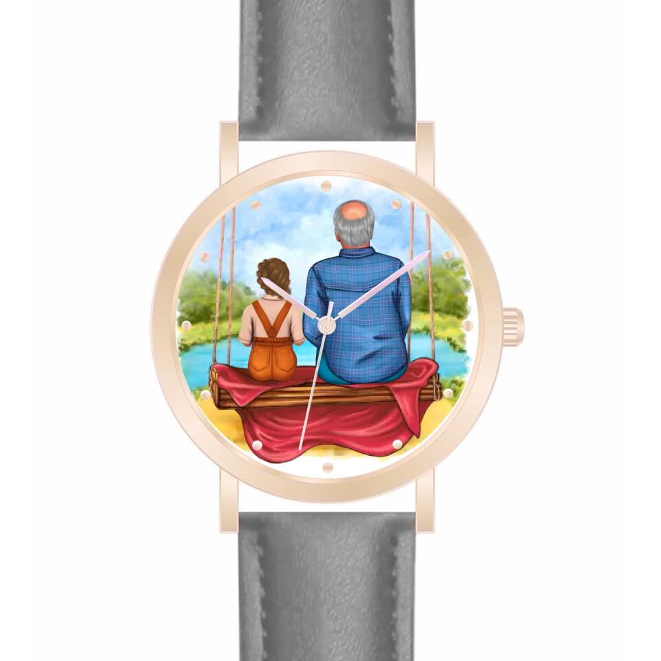 Opa mit Enkelin | Personalisierte Armbanduhr (Unterschiedliche Uhr-Modelle wählbar!)