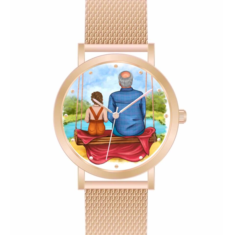 Opa mit Enkelin | Personalisierte Armbanduhr (Unterschiedliche Uhr-Modelle wählbar!)