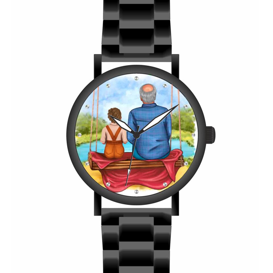 Opa mit Enkelin | Personalisierte Armbanduhr (Unterschiedliche Uhr-Modelle wählbar!)