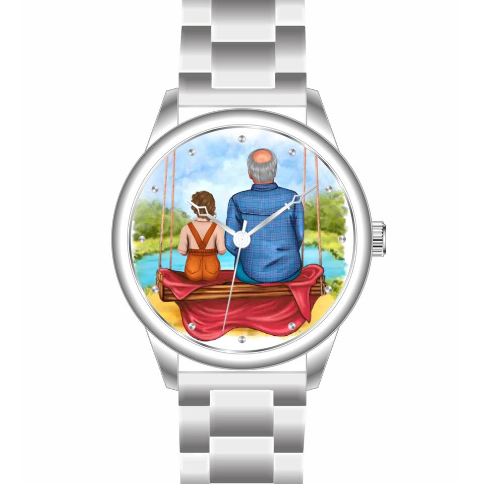 Opa mit Enkelin | Personalisierte Armbanduhr (Unterschiedliche Uhr-Modelle wählbar!)