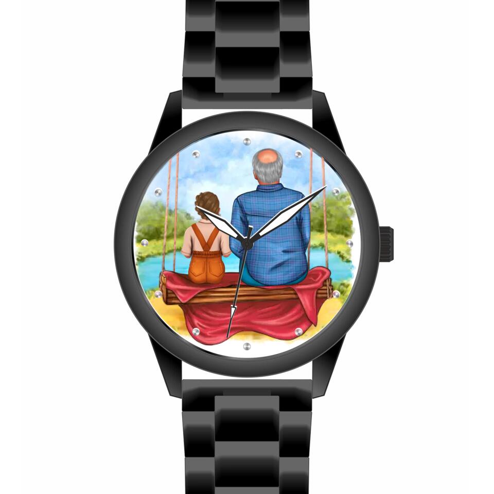 Opa mit Enkelin | Personalisierte Armbanduhr (Unterschiedliche Uhr-Modelle wählbar!)
