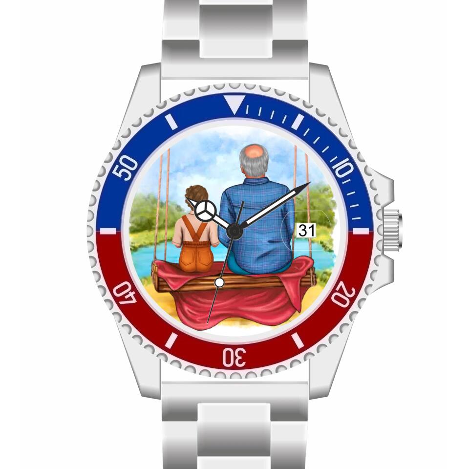 Opa mit Enkelin | Personalisierte Armbanduhr (Unterschiedliche Uhr-Modelle wählbar!)
